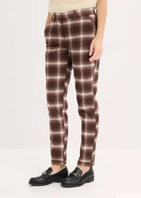 Pantalon &agrave; revers imprim&eacute; carreaux, bonprix