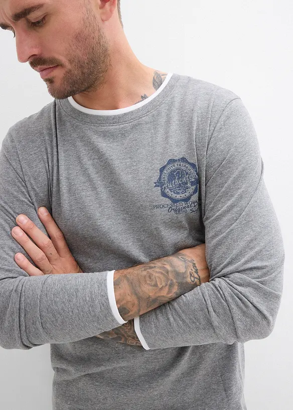 T-shirt manches longues effet superposé, bonprix