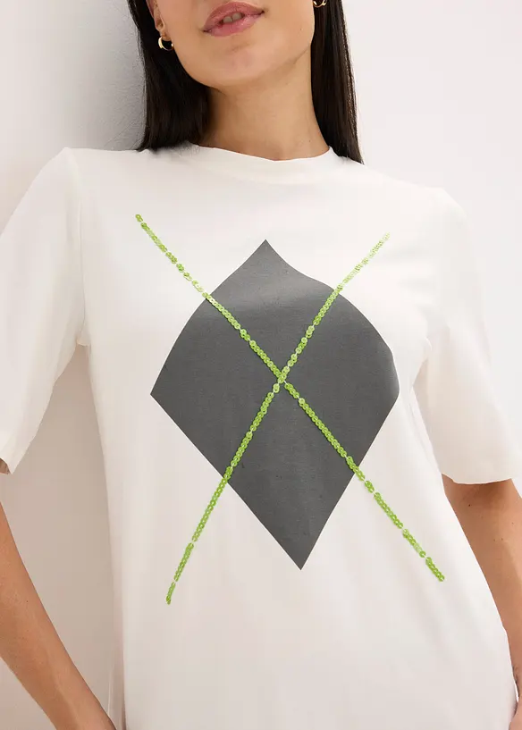 Halbarmshirt mit Pailetten und Druck, bonprix