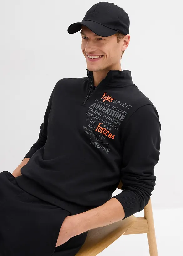 Troyer-Sweatshirt aus reiner Bio-Baumwolle, bonprix