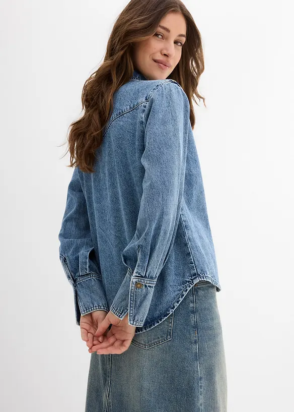 Jeansbluse aus reiner Baumwolle, bonprix