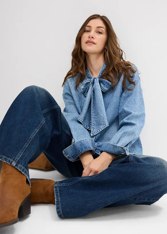 Jeansbluse aus reiner Baumwolle, bonprix