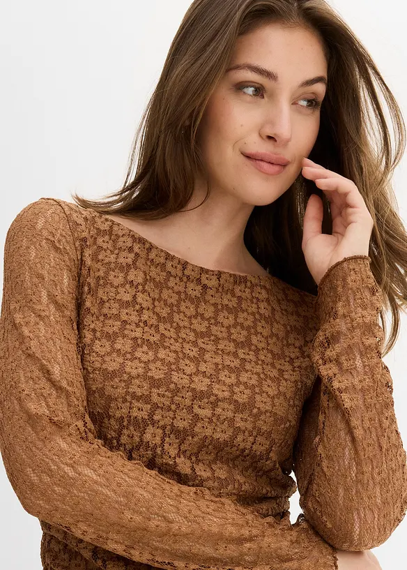Langarmshirt aus Spitze, bonprix