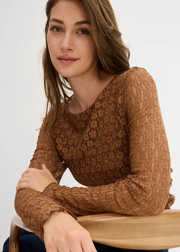 Langarmshirt aus Spitze, bonprix