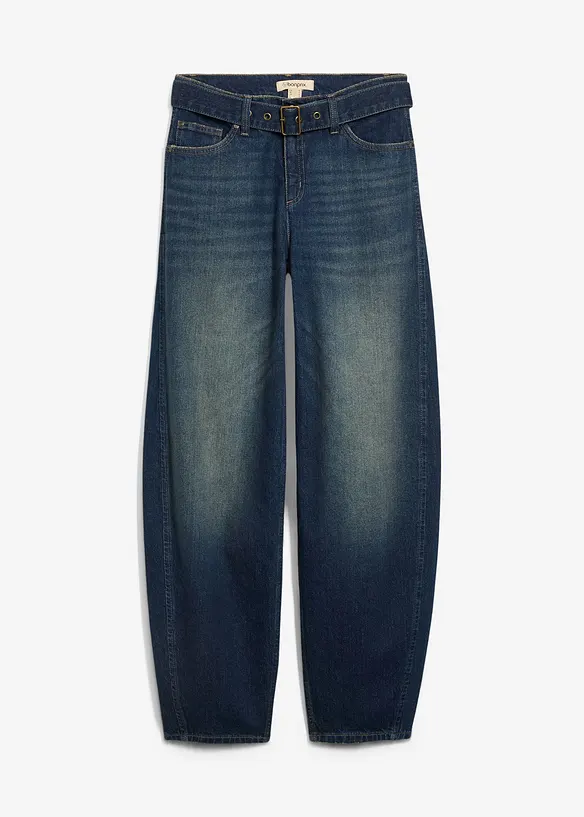 Jean Barrel taille mi-haute avec ceinture, bonprix