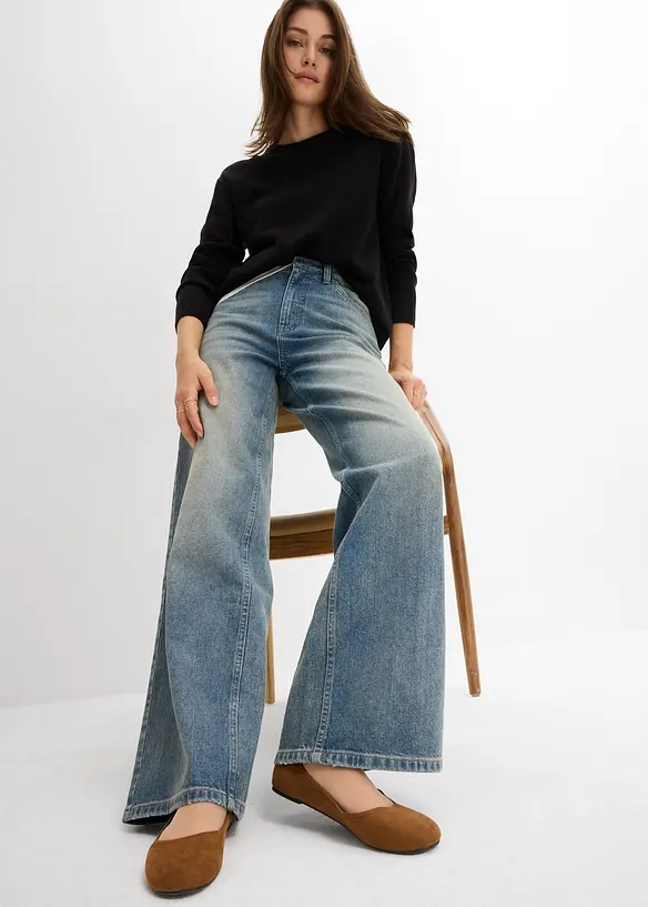 Wide-Leg-Jeans High Waist, bonprix