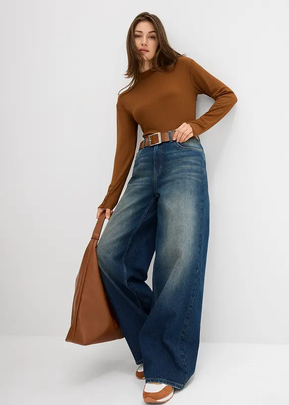 Geripptes Langarmshirt, bonprix