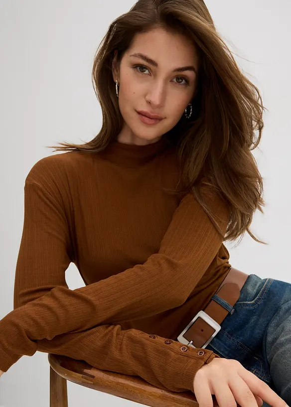 Geripptes Langarmshirt, bonprix