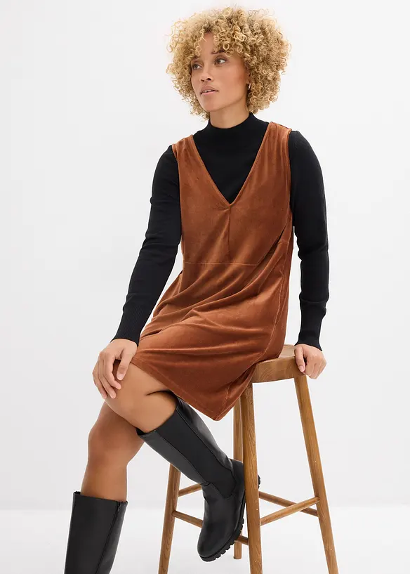 Latzkleid aus Jerseycord, bonprix