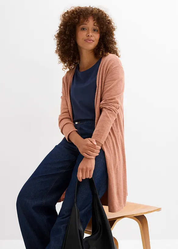 Gilet long en maille, ouvert, bonprix
