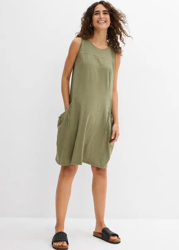 Baumwoll-Jerseykleid mit Taschen, bonprix