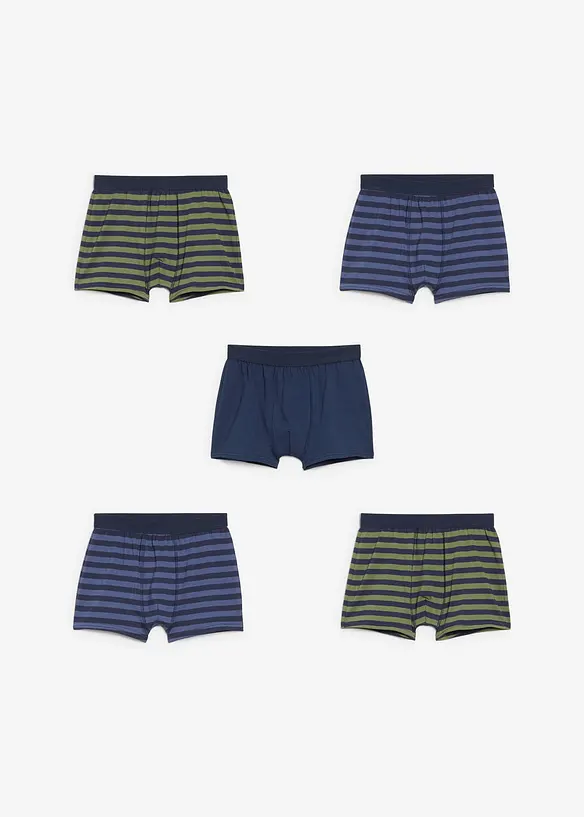 Lot de 5 boxers en coton doux et extensible, bonprix