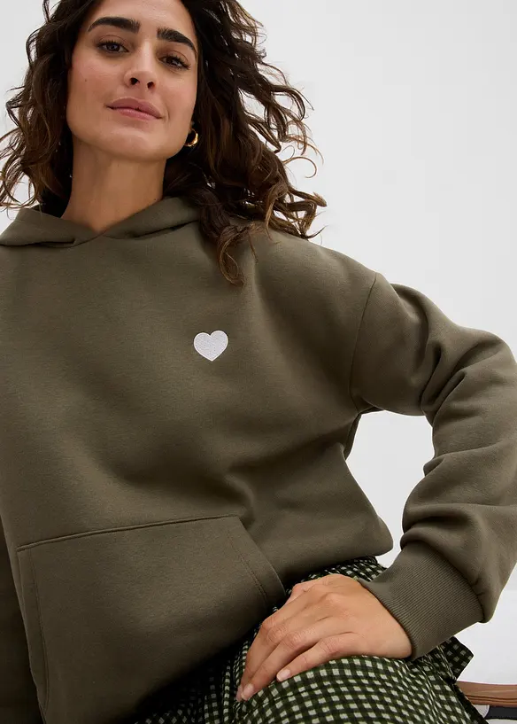 Sweat à capuche en coton mélangé, bonprix