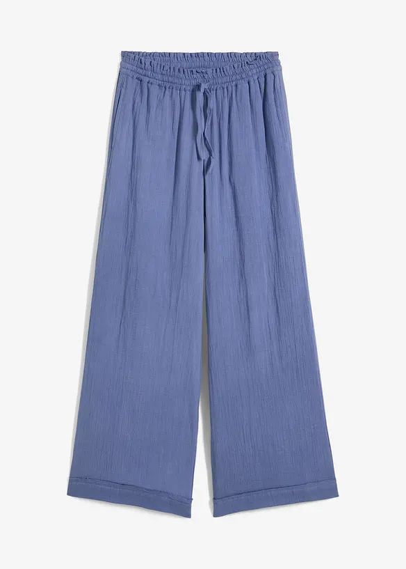 Pantalon taille élastiquée en légère gaze de coton, bonprix