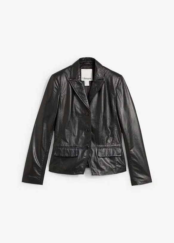 Blazer court en cuir d’agneau nappa, bonprix