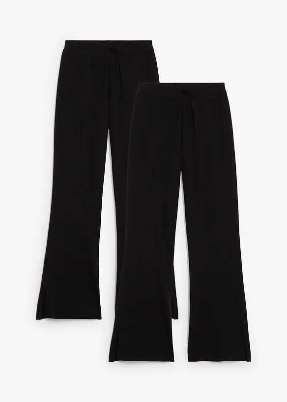 Lot de 2 pantalons évasés en jersey coton extensible, bonprix