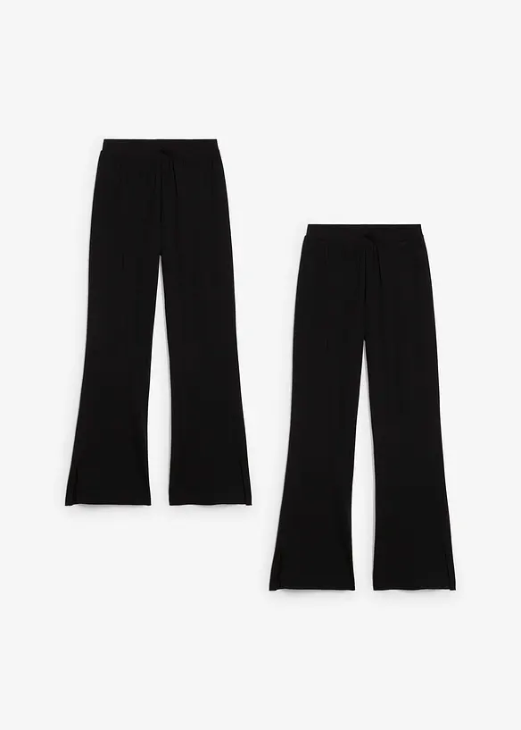 Lot de 2 pantalons évasés en jersey coton extensible, bonprix