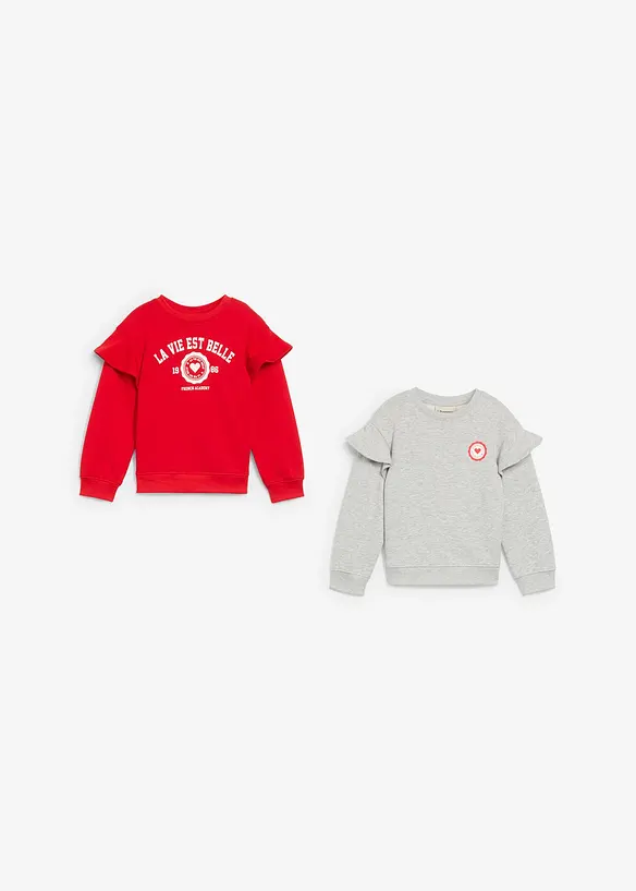 Lot de 2 sweats doux en coton mélangé, bonprix