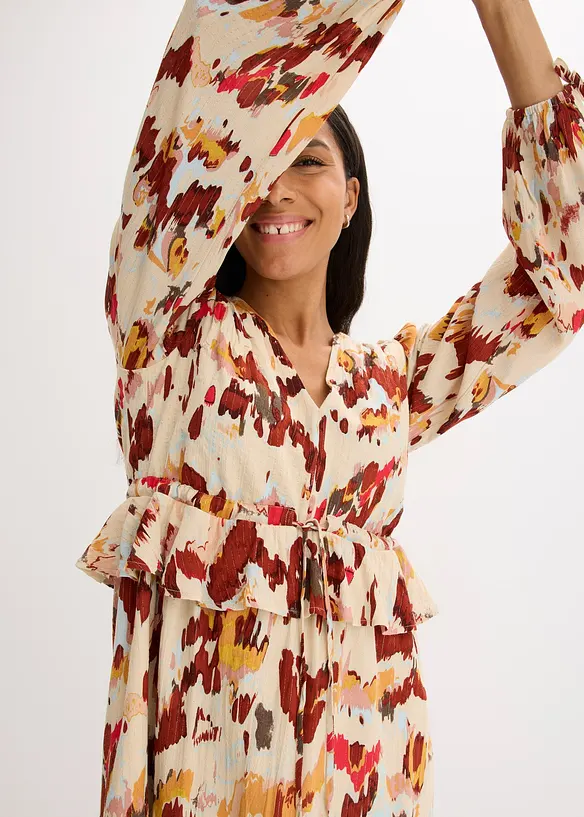 Bedrucktes Midikleid mit Lurex, bonprix