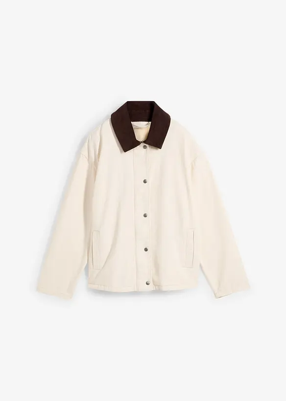 Veste en twill avec col en velours côtelé, bonprix