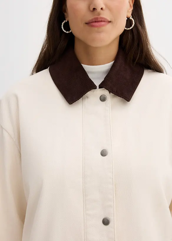 Veste en twill avec col en velours côtelé, bonprix
