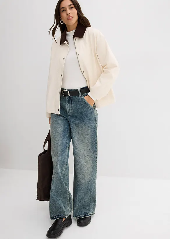 Veste en twill avec col en velours côtelé, bonprix