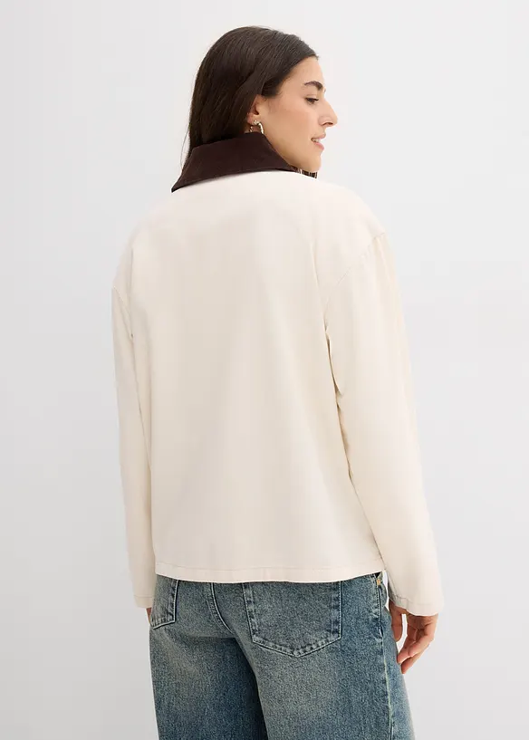Veste en twill avec col en velours côtelé, bonprix