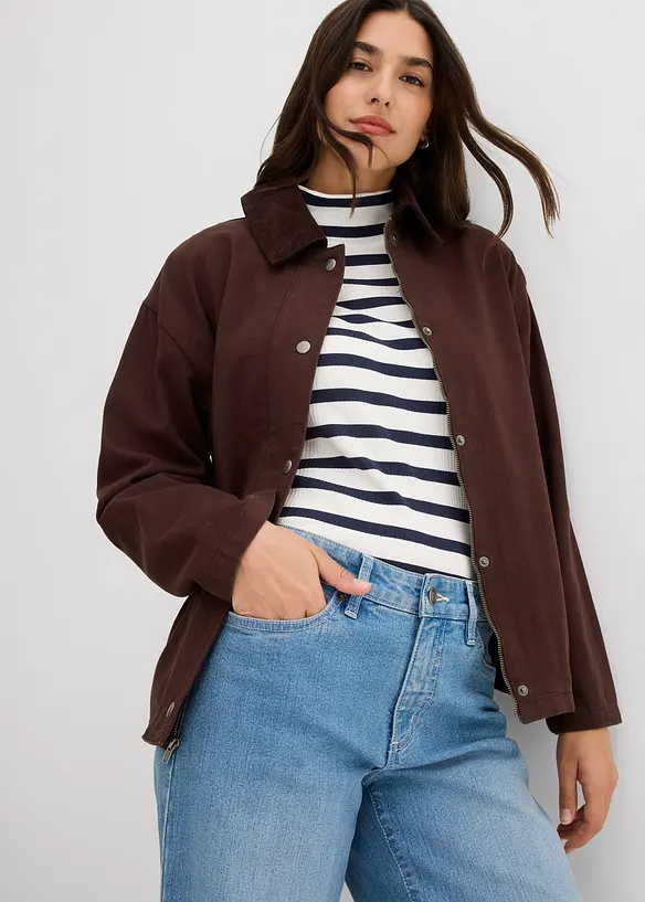 Veste en twill avec col en velours côtelé, bonprix