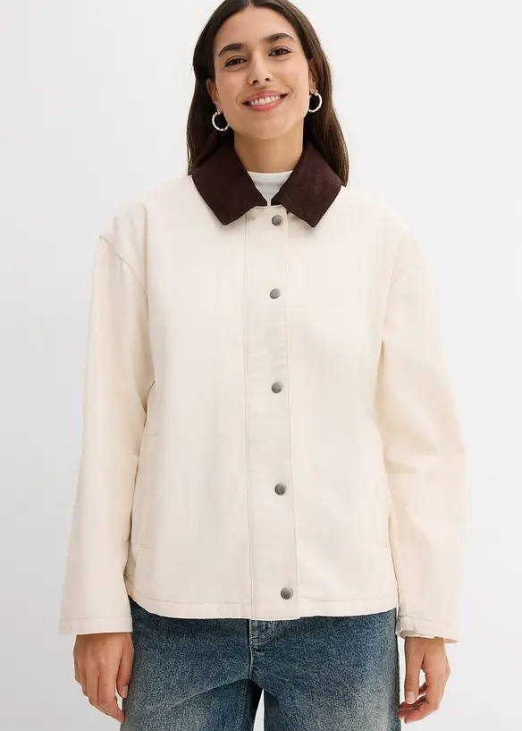 Veste en twill avec col en velours côtelé, bonprix