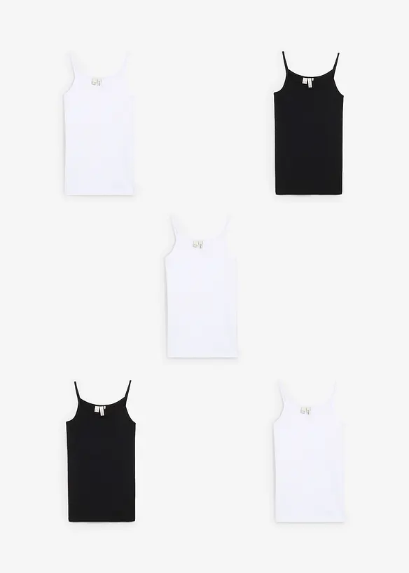 Lot de 5 débardeurs doux, bonprix