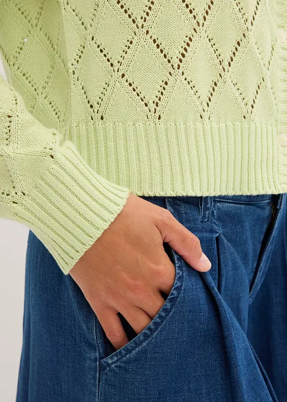 Ajour-Strickjacke aus Baumwolle, bonprix