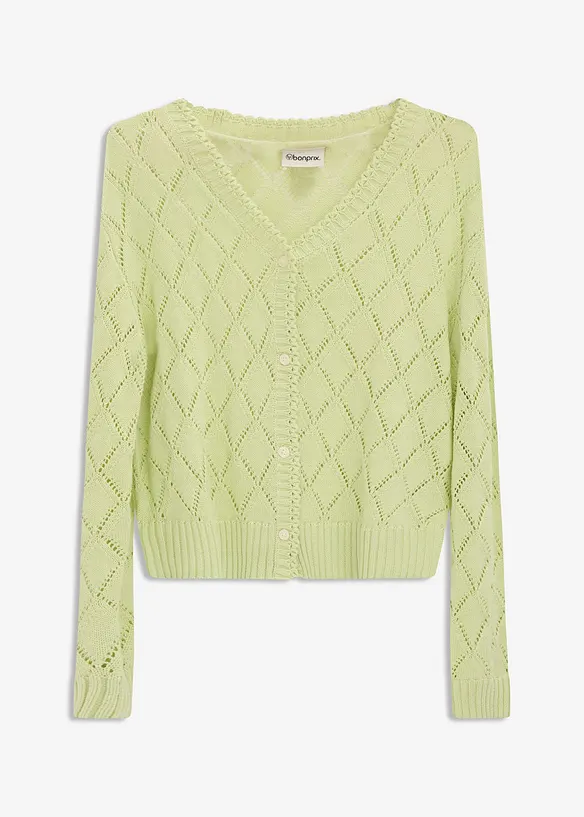 Ajour-Strickjacke aus Baumwolle, bonprix