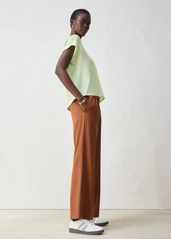 Shirt mit Seidenanteil und Webeinsatz, bonprix