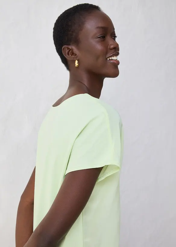 Shirt mit Seidenanteil und Webeinsatz, bonprix