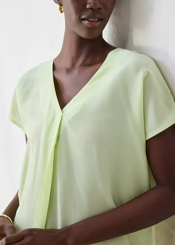 Shirt mit Seidenanteil und Webeinsatz, bonprix