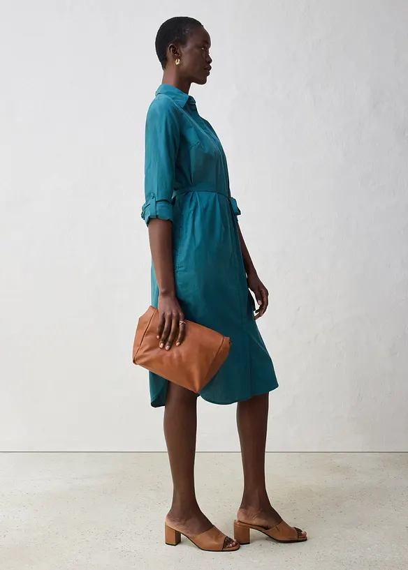 Hemdblusenkleid mit Seidenanteil, bonprix