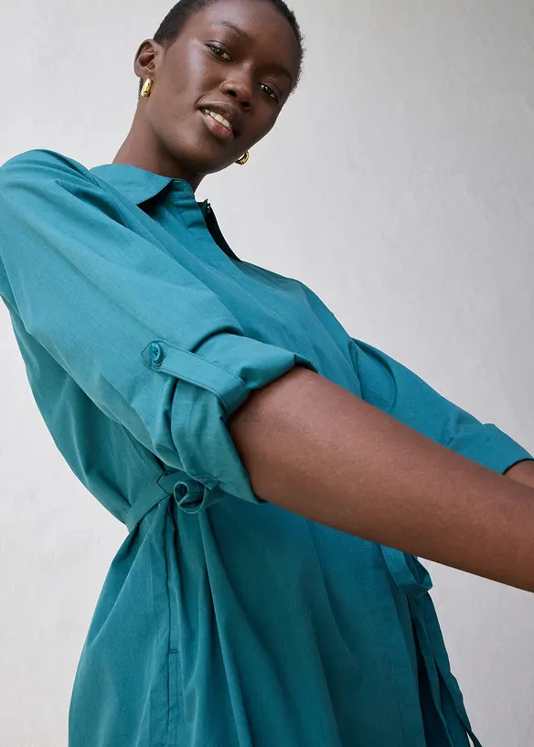 Hemdblusenkleid mit Seidenanteil, bonprix