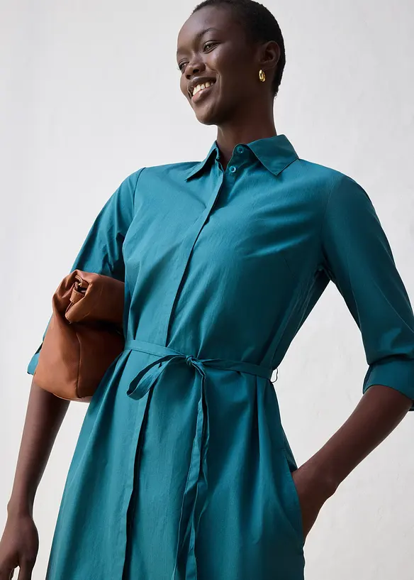 Hemdblusenkleid mit Seidenanteil, bonprix