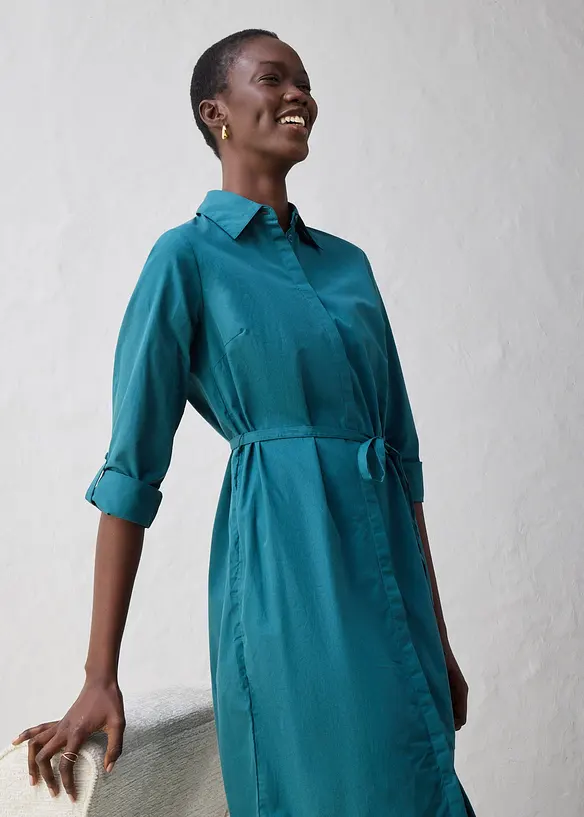 Hemdblusenkleid mit Seidenanteil, bonprix