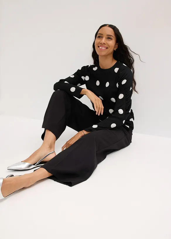Langarmshirt aus strukturiertem Crêpe, bonprix