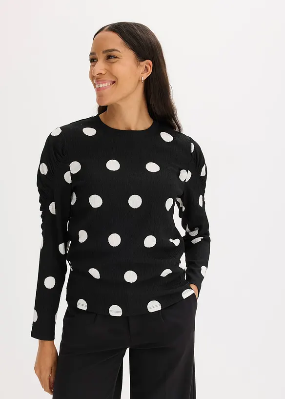 Langarmshirt aus strukturiertem Crêpe, bonprix