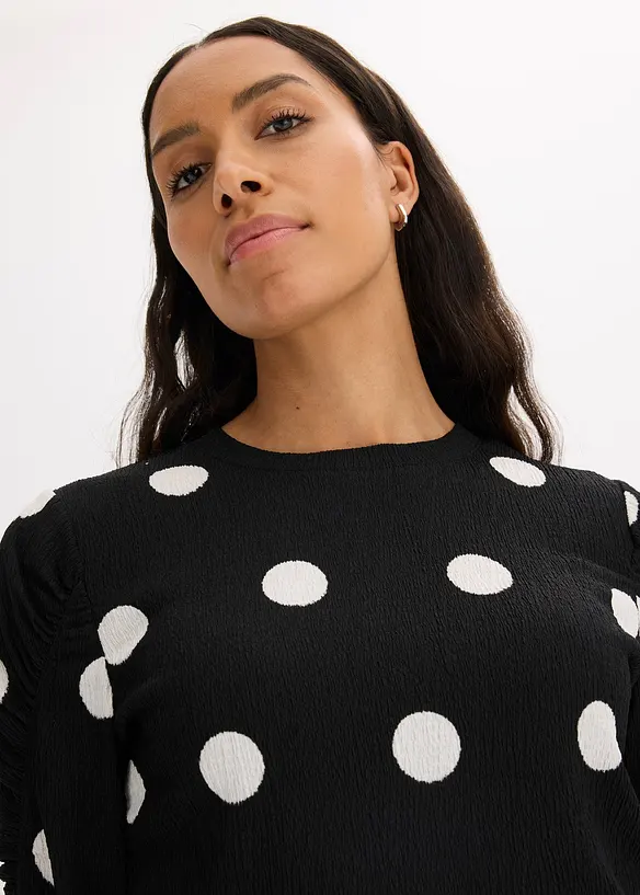 Langarmshirt aus strukturiertem Crêpe, bonprix