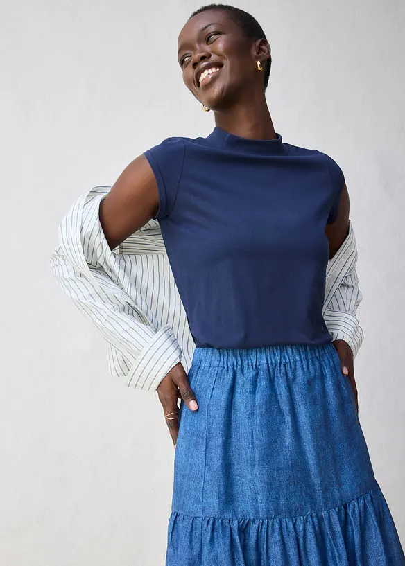 Shirt mit Seidenanteil, bonprix