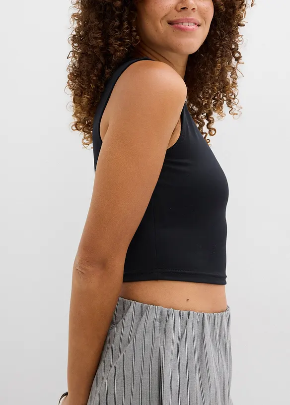 Figurbetontes Cropped Top, Doppelpack (2-tlg. Set), bonprix