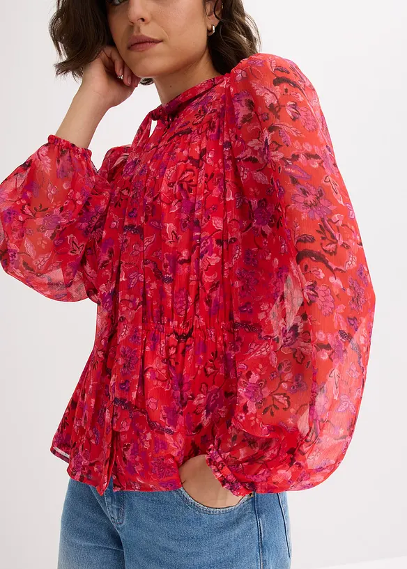 Blouse à lavallière en crêpe, bonprix