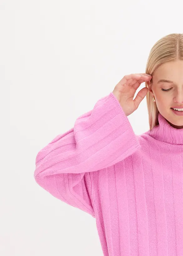 Pull col roulé en maille côtelée, bonprix