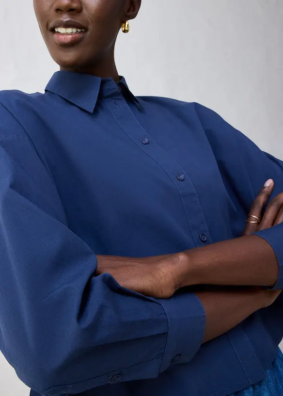 Kurze Oversize Bluse mit Seidenanteil, bonprix