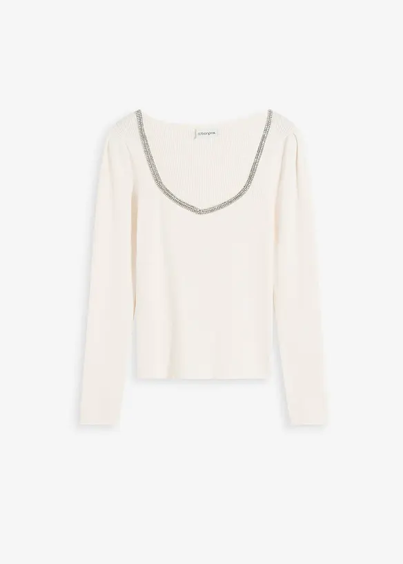 Feinstrickpullover mit Schmuck-Detail, bonprix