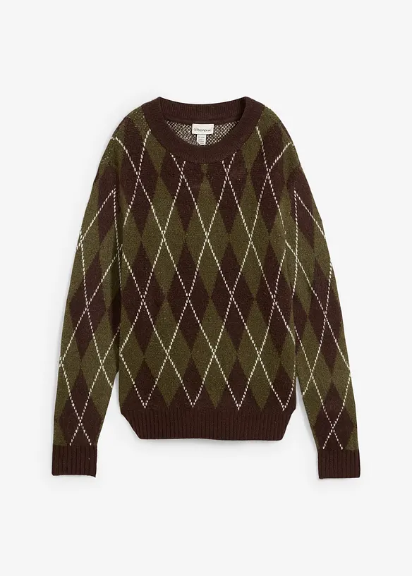 Pull à losanges en fine maille, bonprix