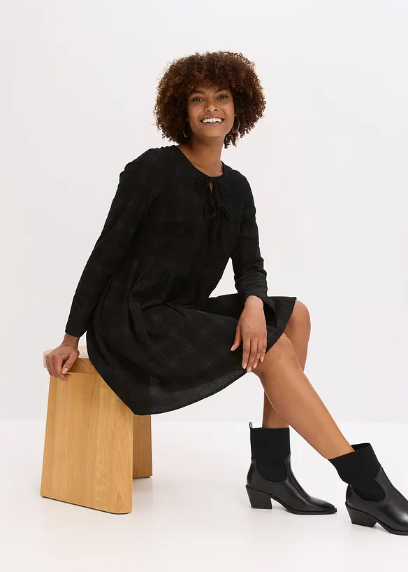 Kurzes Cord-Kleid mit Karomuster, bonprix